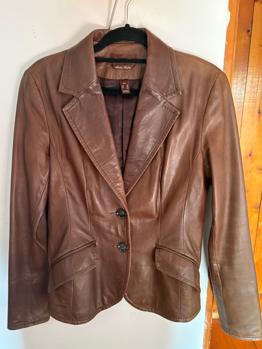 Danier Brown Leather Blazer Jacket - Women